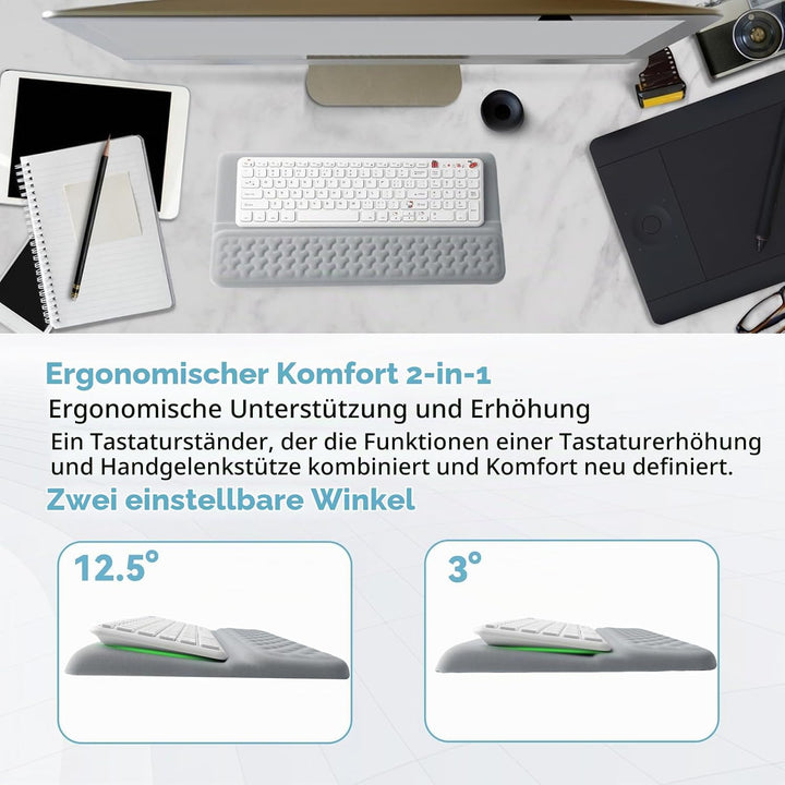 Tastaturständer mit Handballenauflage Tastatur und Handgelenkauflage, Ergonomisches Wrist Rest Memor
