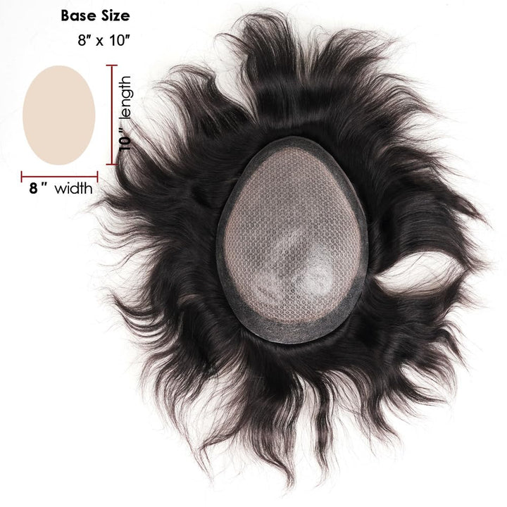 Lordhair Knotenlos Toupet für Männer, Haut Eben Injiziert Mensch Haar System, Basisgrösse 8x10 Zoll