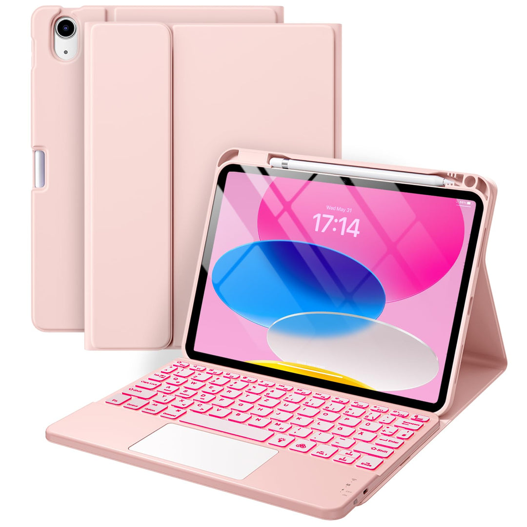 Vobafe Touchpad Hülle mit Tastatur für iPad A16 11 10 Generation 2025 2022, 11/10,9 Zoll, Magnetisch