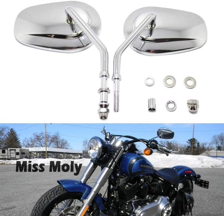 8mm Motorrad Seitenspiegel für Sportster 1200 XL883 Dyna Softail Road Glide(#2-Chrom) # 2-Chrom, # 2