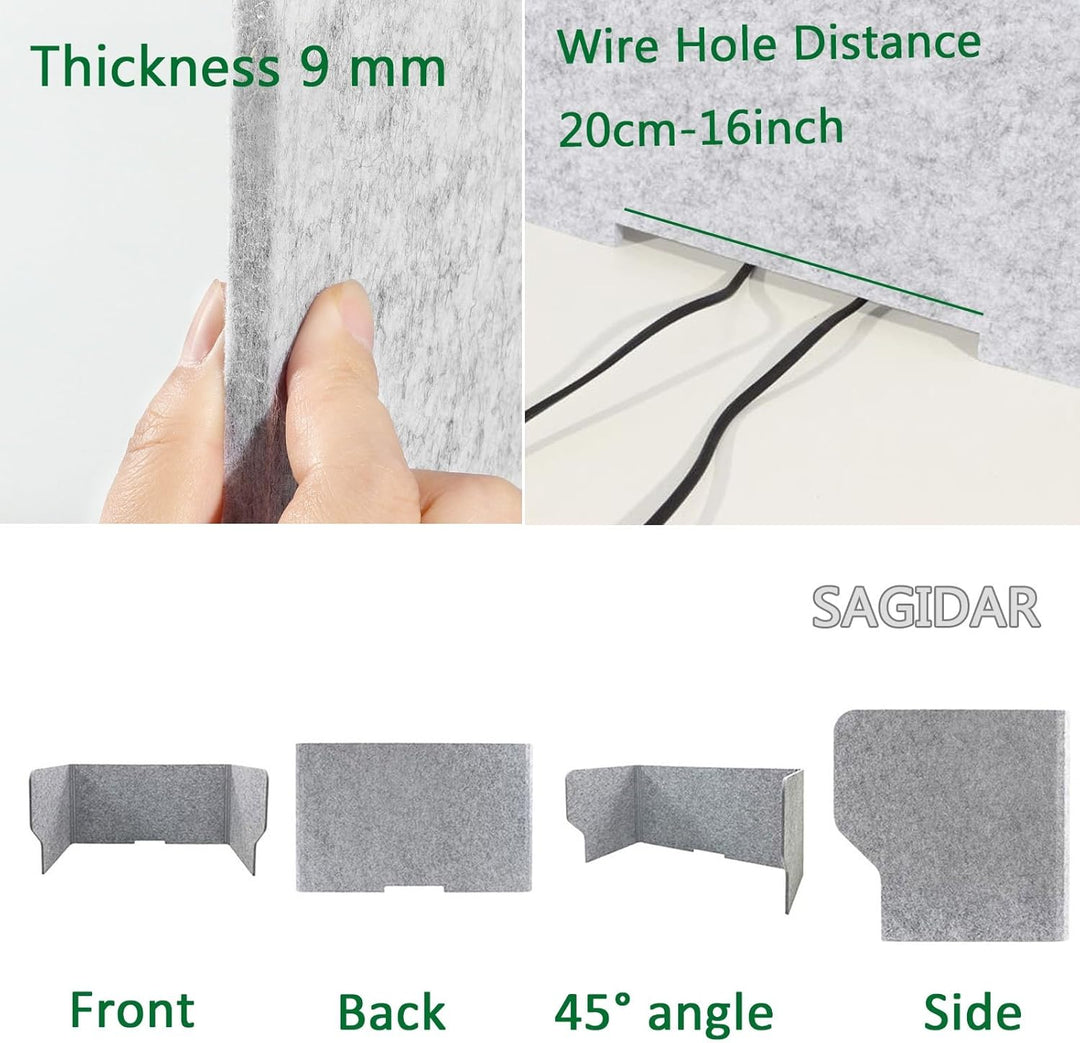 SAGIDAR Schreibtisch Trennwand Filz, Büro Desktop Schallwand 60/80/100cm, Table Divider Polyesterfas