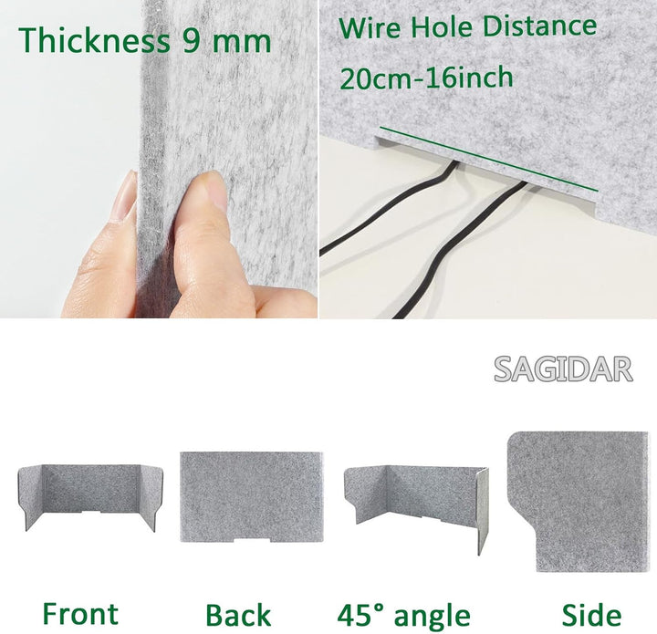 SAGIDAR Schreibtisch Trennwand Filz, Büro Desktop Schallwand 60/80/100cm, Table Divider Polyesterfas