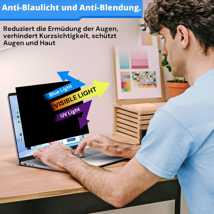 14 Zoll 16:10 Laptop Sichtschutzfolie, Laptop Blickschutzfilter und Blendschutz Blaulichtfilter, Abn