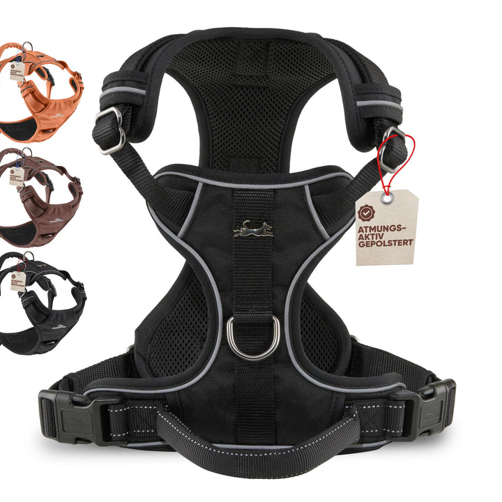 FREUDENTIER® Hundegeschirr mit atmungsaktiver Polsterung - Höchster Komfort & bombenfester Sitz - Mi