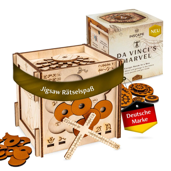 INSCAPE Da Vinci´s Marvel - Rätselbox Holz - Puzzle Box - Escape Room Spiel Erwachsene und Kinder -