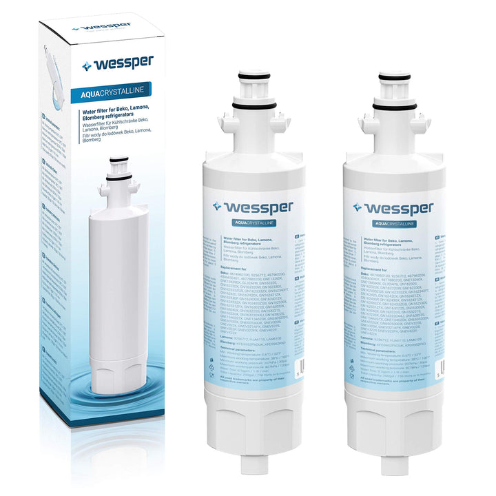 Wessper 2x 4874960100 Gefrier-Kühlschrank Wasserfilter Ersatz kompatibel mit Beko 4874960100 4394650