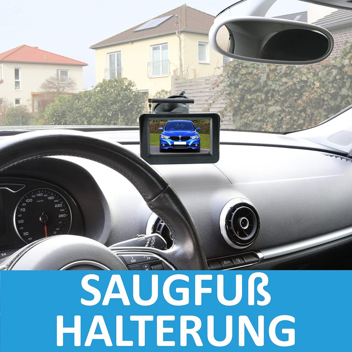 VSG24 4,3“ Funk Rückfahrsystem Select ONE für PKW, KFZ Set kabellos inkl. Rückfahrkamera + Monitor,