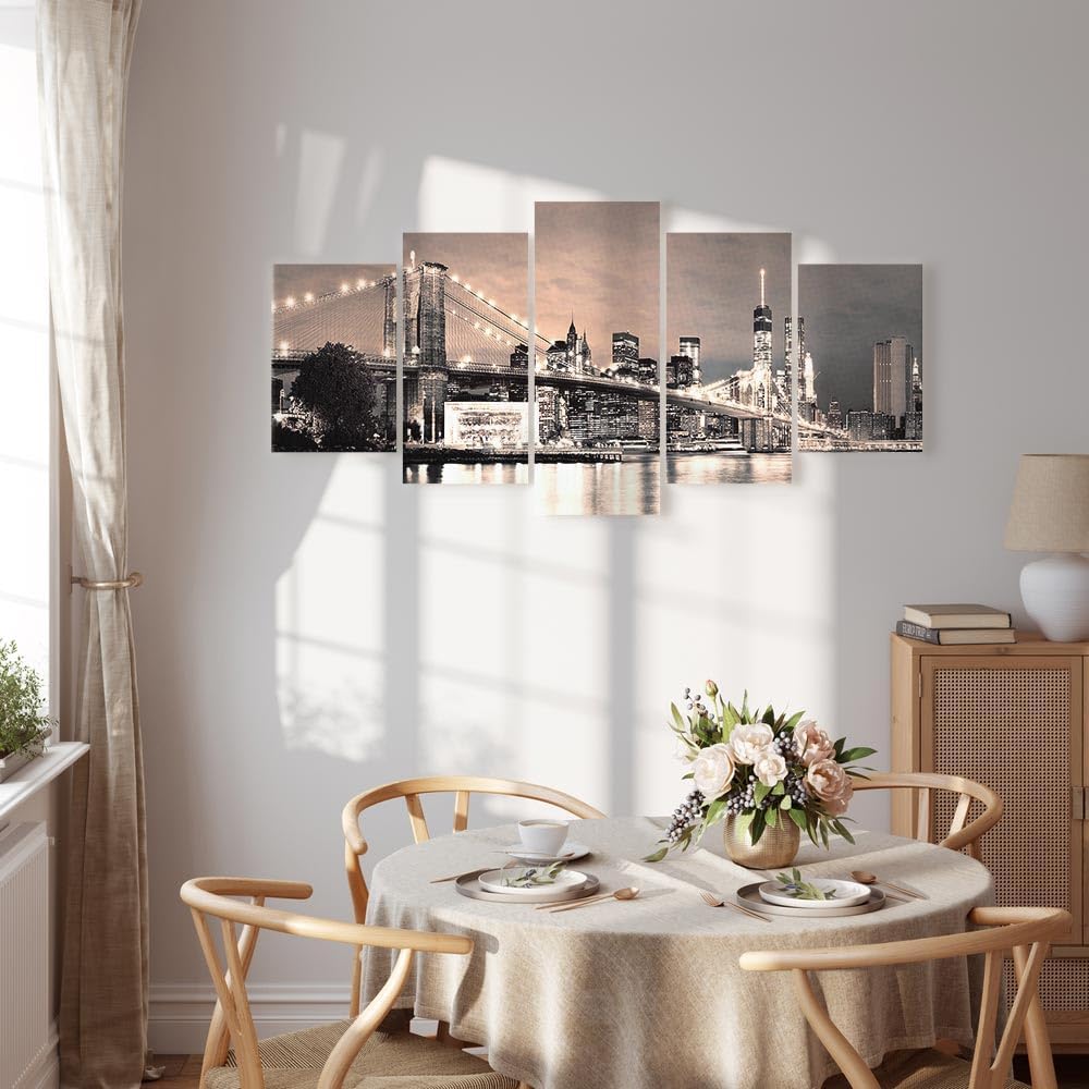 murando - Wandbilder XXL New York City 100x50cm 5 tlg - Wand Deko Leinwand Bilder Gross Wanddeko Woh