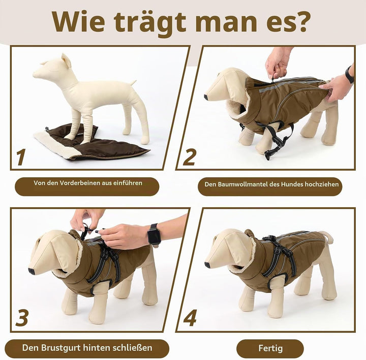Hundemantel Hundejacke Warm Wintermantel mit Reissverschluss Winddichte &amp; Winddichte mit Reflektorst