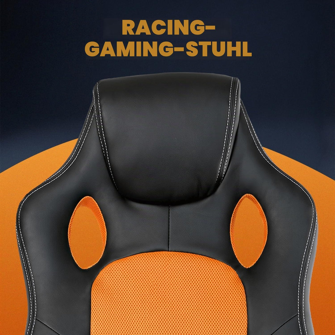 Gamer Stuhl Gaming Schreibtischstuhl Chefsessel Bürostuhl Ergonomisch, Orange, 9 Farbvarianten, gepo