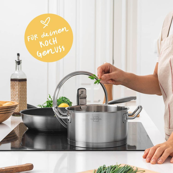 SILBERTHAL Edelstahl Topfset 2-teilig - Kochtopf 3,5l & 5L im Set für alle Herdarten inkl. Induktion
