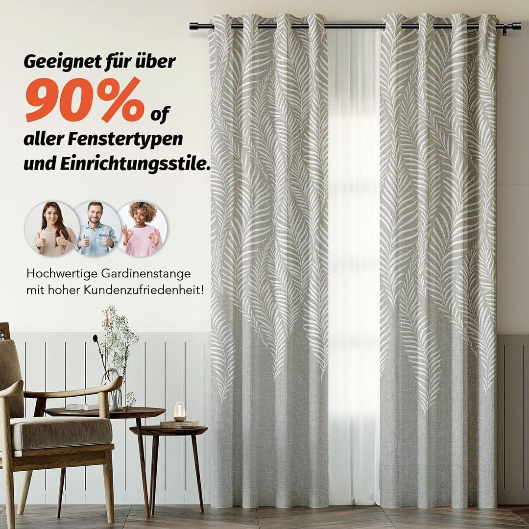 Schwarz Gardinenstange Vorhangstange Ausziehbar Curtain Rod Gardinenstangen für Fenster Outdoor (Sch
