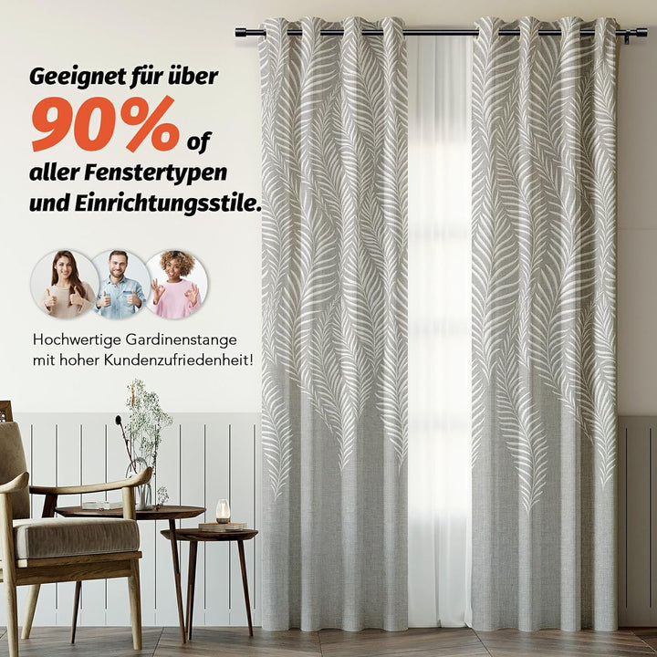 Schwarz Gardinenstange Vorhangstange Ausziehbar Curtain Rod Gardinenstangen für Fenster Outdoor (Sch