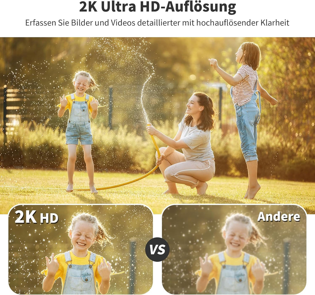 SEHMUA 2K Überwachungskamera Aussen Akku WLAN, 360° PTZ Kamera Überwachung Aussen Solar mit PIR-Erke