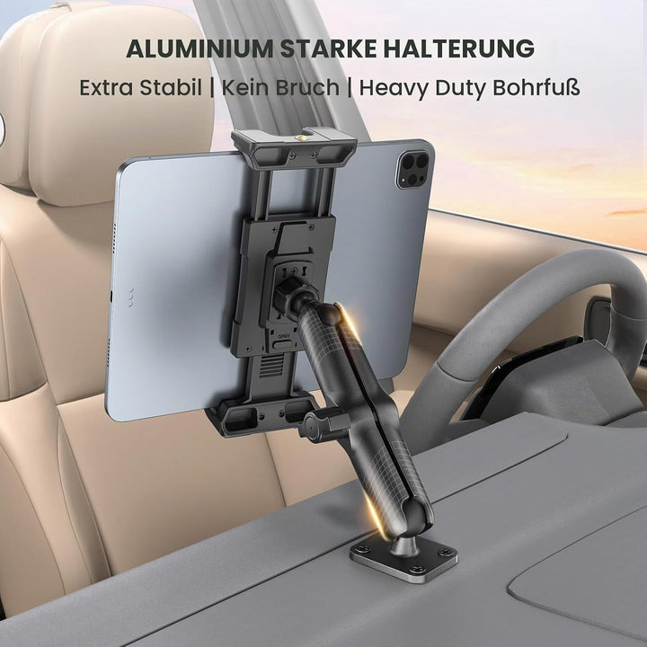OHLPRO Tablet Halterung Auto aus Aluminium mit Hochleistungs Bohrerbasis, LKW iPad Halter mit 15 cm