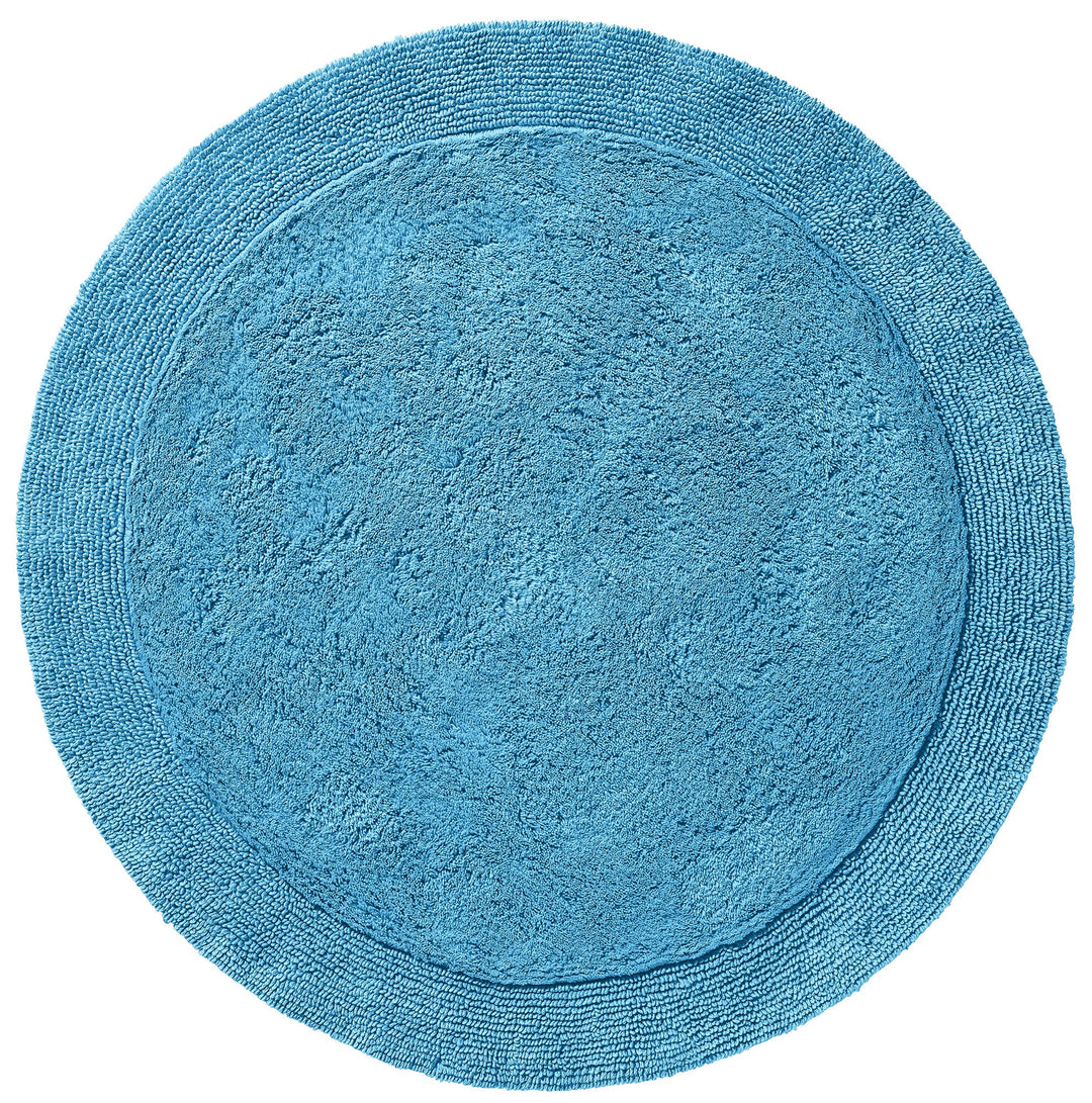 Erwin Müller Badematte, Badteppich Uni Serie Stuttgart blau Grösse rund: 90 cm Ø - extra dick, hohe