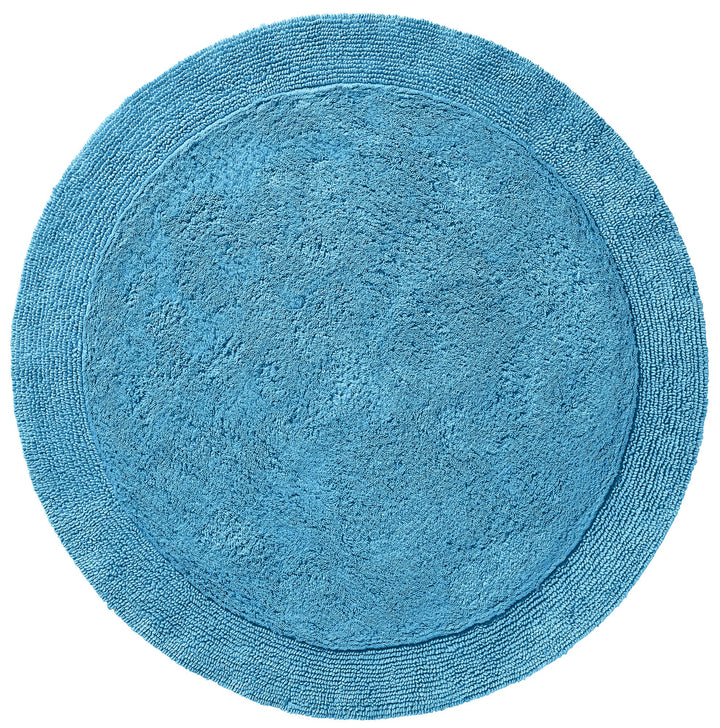 Erwin Müller Badematte, Badteppich Uni Serie Stuttgart blau Grösse rund: 90 cm Ø - extra dick, hohe