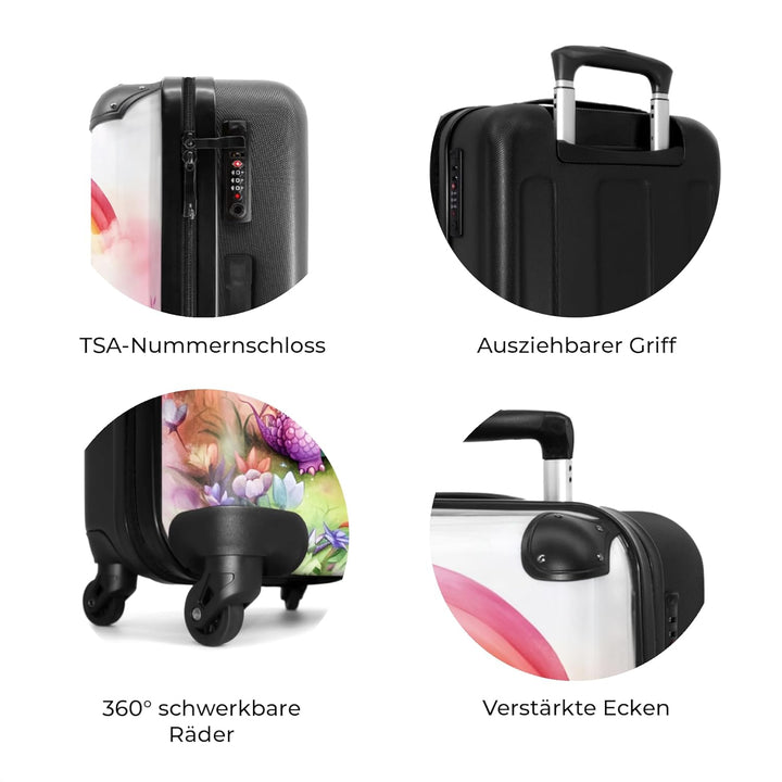 NoBoringSuitcases.com® Koffer Kinder Gross 67x43x25 cm Reisekoffer Kinderkoffer 4 Rollen Leicht Trol