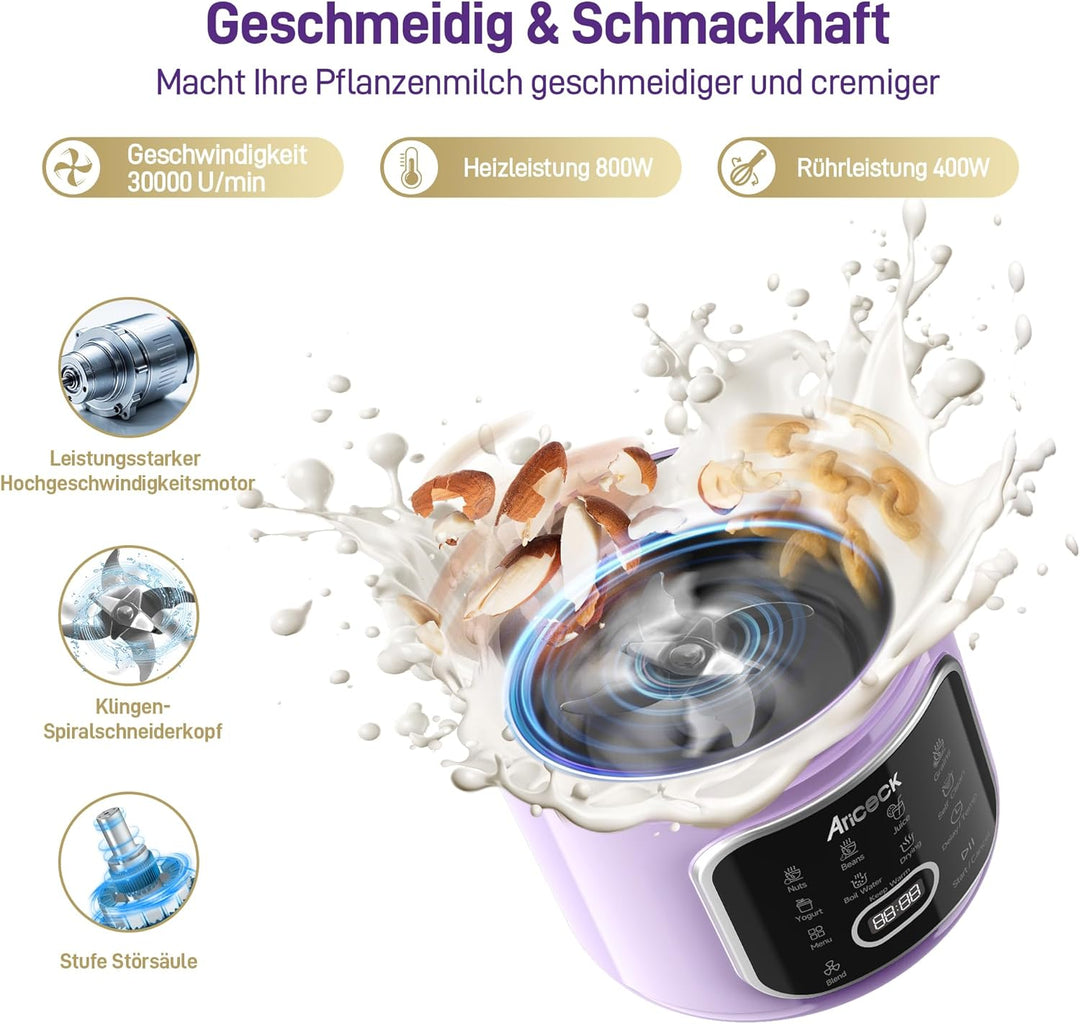 N4 Professioneller Nussmilchbereiter mit Selbstreinigungsfunktion – Ideal für Mandelmilch, Sojamilch