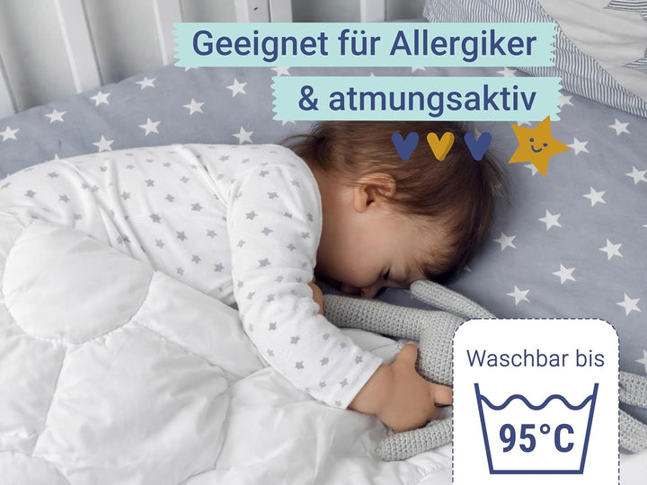 ZOLLNER Kinderbettdecke, 80x80 cm, Mikrofaser, allergikergeeignet, Kochfest 80x80 cm (1er Pack), 80x