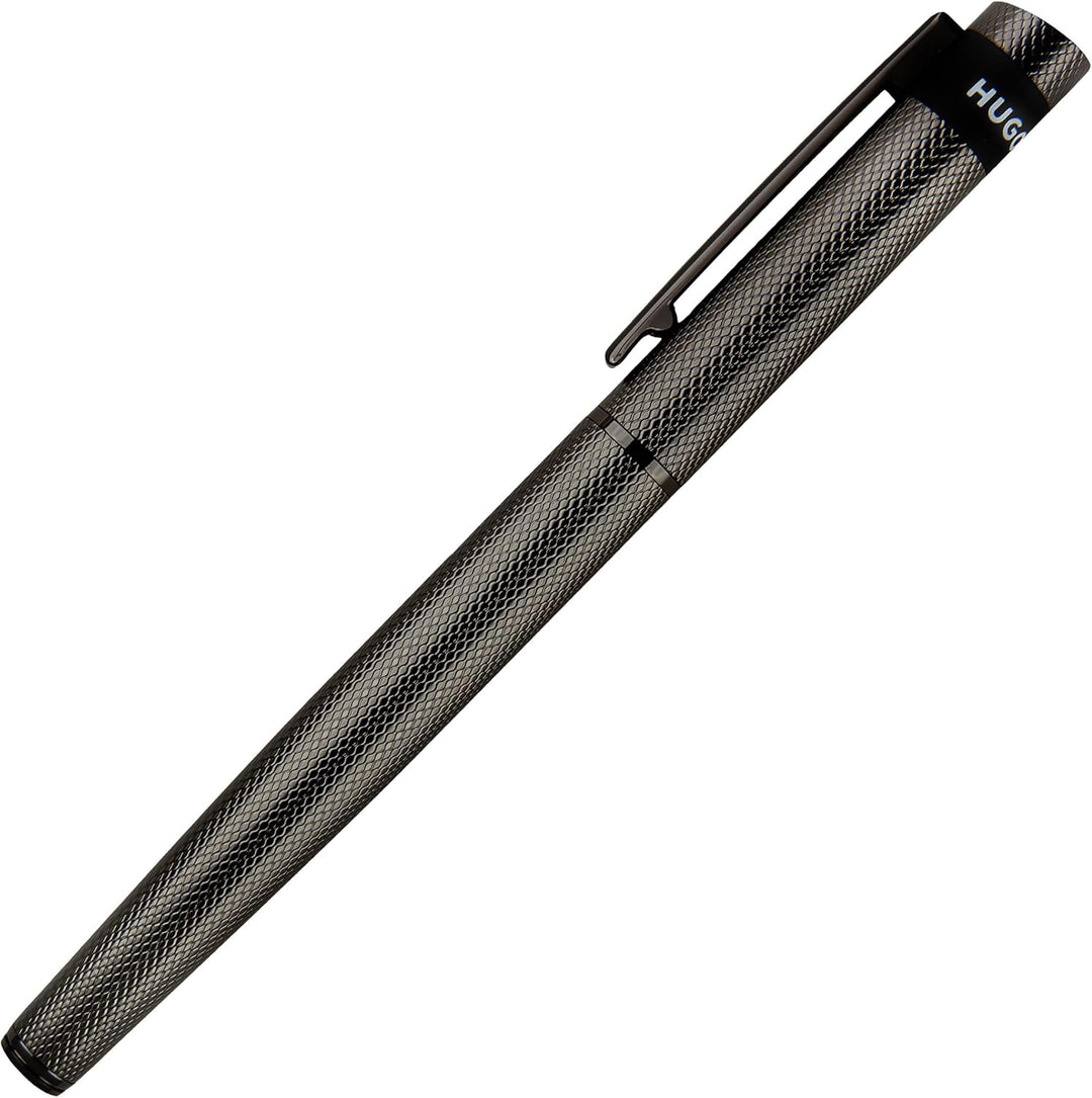 Hugo Boss Loop Diamond Füllfederhalter aus Messing in der Farbe Gun, Länge: 14,7cm, Federstärke: M,