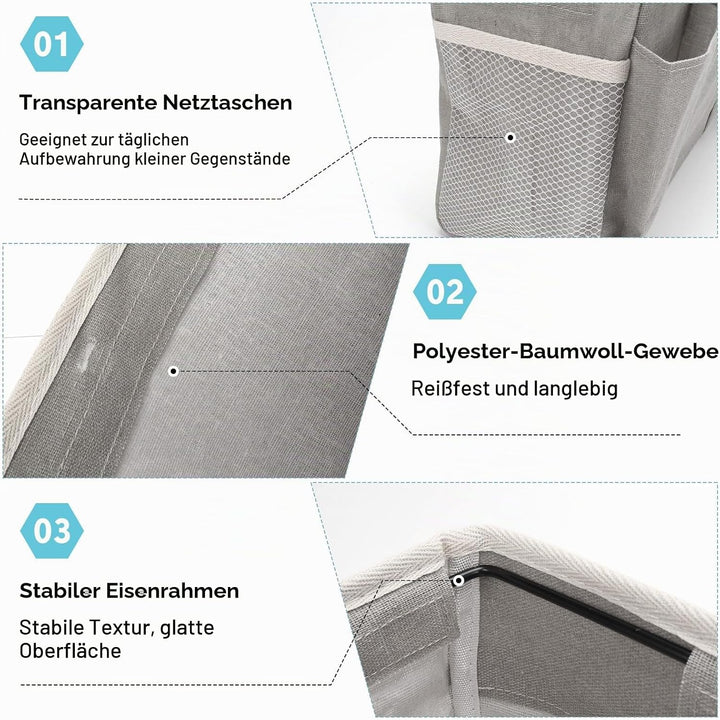 2 Pack Nachttisch-Hängeaufbewahrung Hängeorganizer mit 3 Fächern, Bett Organizer zum Einhängen, Häng