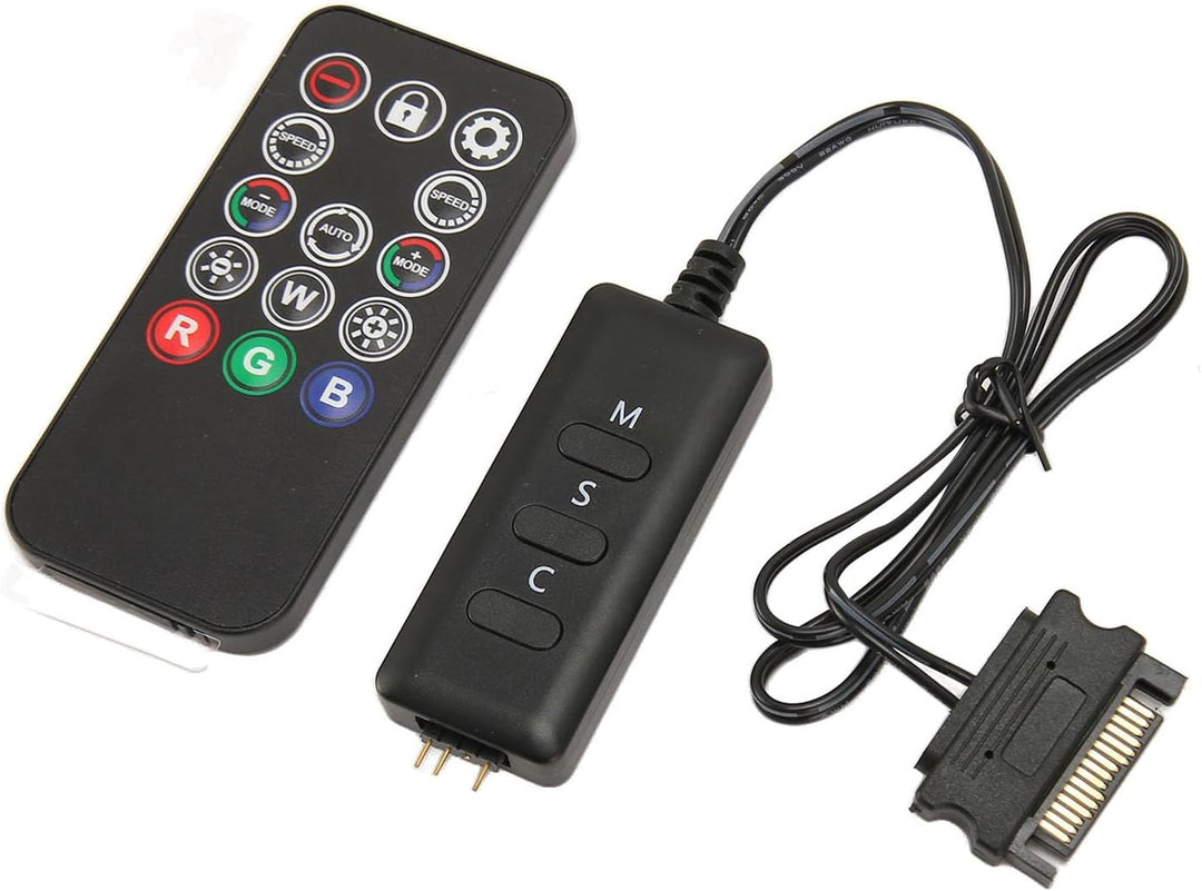 ASHATA DS ARGB PC-Lüfter-Controller-Kit, ARGB-Wireless-Controller, 5V 3PIN SATA-Netzteil, Einstellba