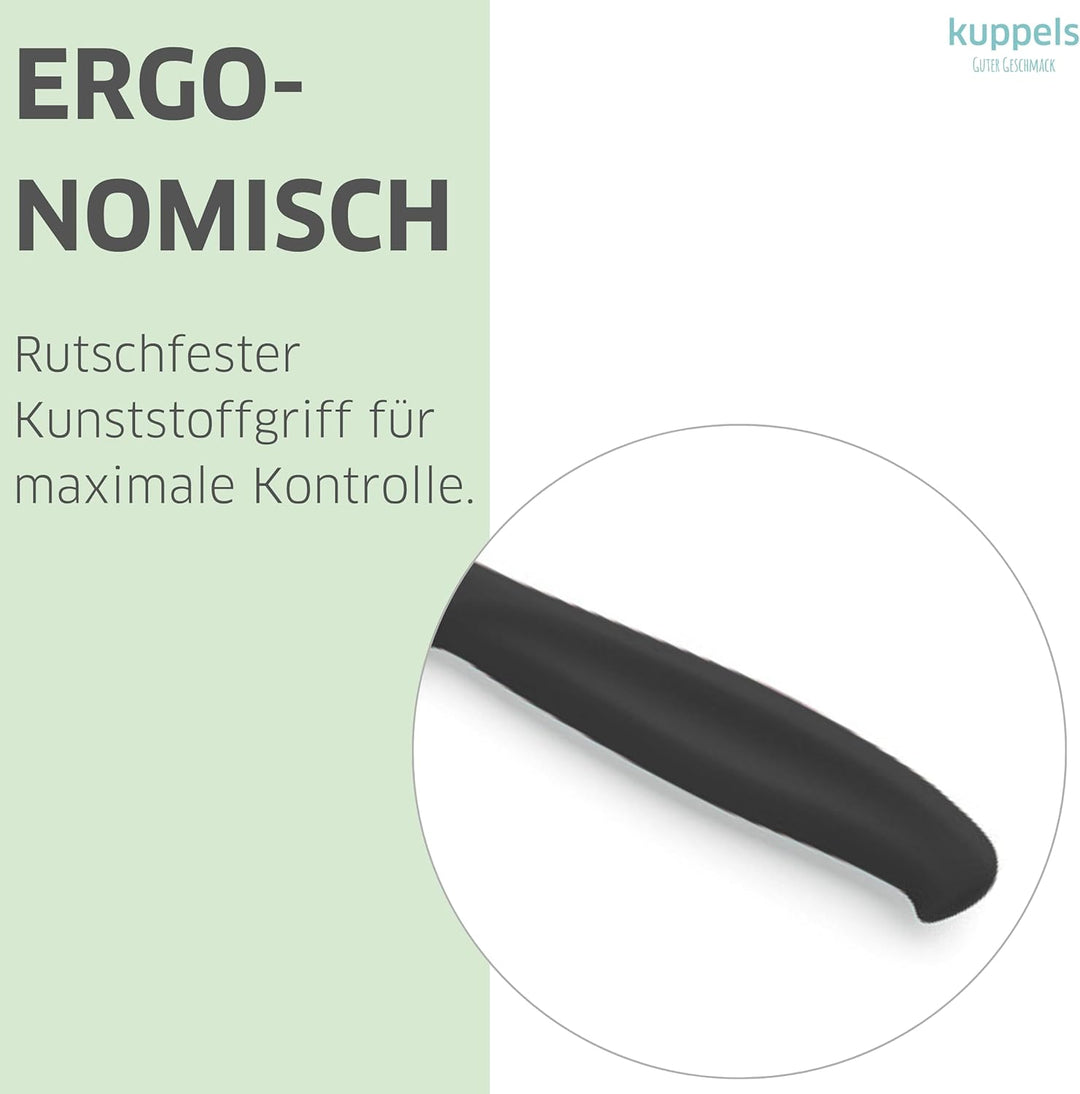 Kuppels Frühstücksmesser Set 9-tlg, Wellenschliff, schwarz, Kunststoffgriff | Gezahnte Klinge macht