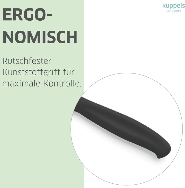 Kuppels Frühstücksmesser Set 9-tlg, Wellenschliff, schwarz, Kunststoffgriff | Gezahnte Klinge macht