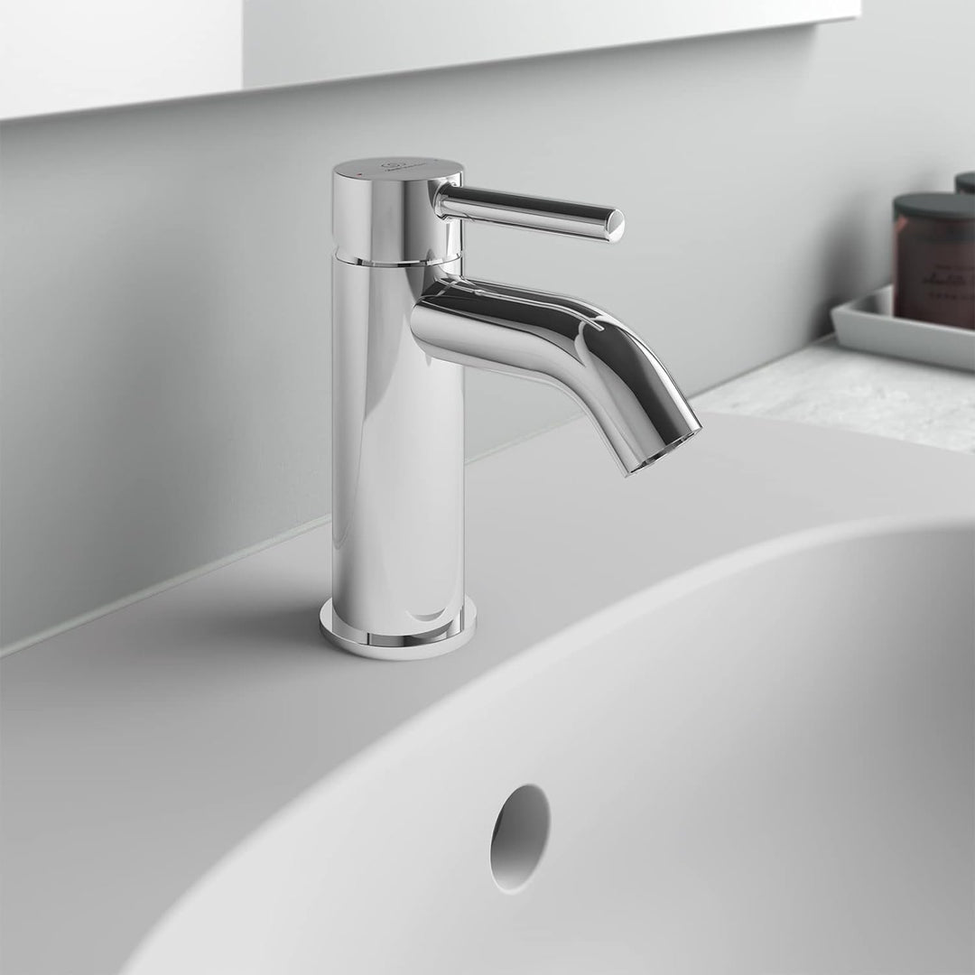 Ideal Standard BC193AA Ceraline Waschtischarmatur mit Push-Open Ventil mit Ablaufgarnitur