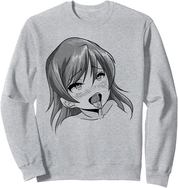Ahegao Vergnügen Gesicht Ecchi Hentai Otaku Mädchen Waifu Sweatshirt