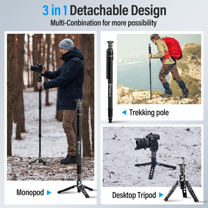 SIRUI SVM-145 Einbeinstativ Kohlefaser Kamera, 145cm Carbon monopod Rapid System Einstufige Höhenver