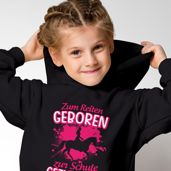 MoonWorks® Kinder Hoodie Mädchen Pferde Aufdruclk Spruch lustig Zum Reiten Geboren Mädchengeschenke