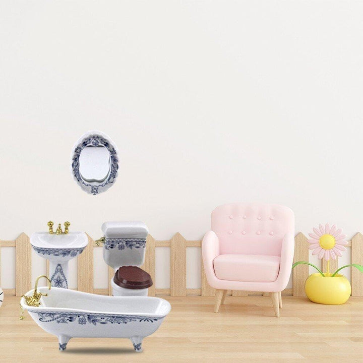 1/12 Puppenhaus-möbel-Badezimmer-Set, Miniatur-puppenhaus-möbel, Spielzeug, Badezimmer-zubehör Für D