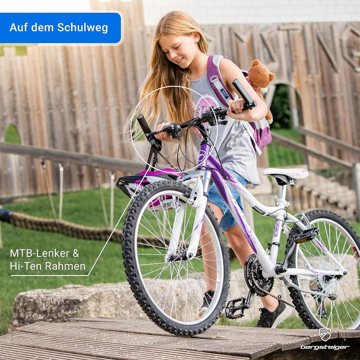 Bergsteiger Verona 24 Zoll Kinderfahrrad, geeignet für 8, 9, 10, 11 Jahre, Shimano 18 Gang-Schaltung