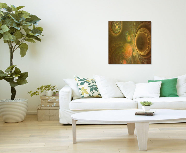 Paul Sinus Art Kunstdruck Abstrakt485_60x60cm Leinwandbild barocker Stil Nuancen braun XXL fertig au
