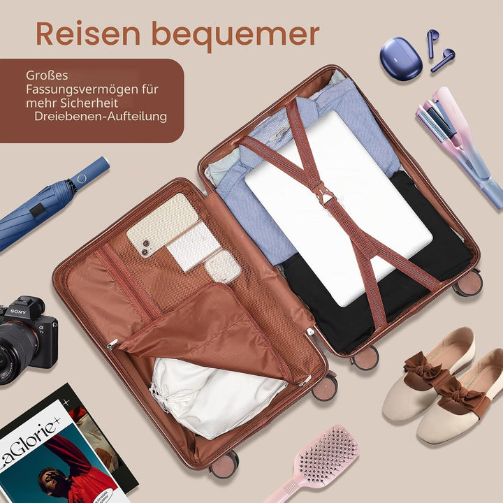 Ruausine Handgepäck Flugzeugtauglich Hartschalenkoffer mit 4 Spinner-Rollen Leichter Kleiner Reiseko
