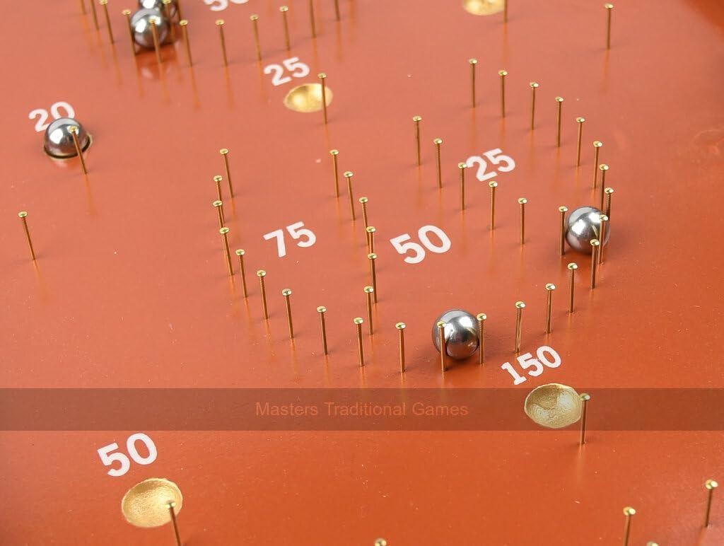 Masters Classic Pin Bagatelle Game - Full Size Premium Quality Wooden Bagatelle with Spring Plunger
