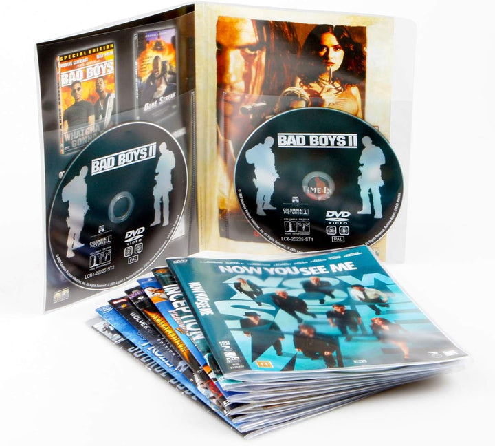 3L Fr 10280 Doppel-DVD-Hüllen, transparent, zum Aufbewahren von jeweils 2 Scheiben und 1 Deckel, 50