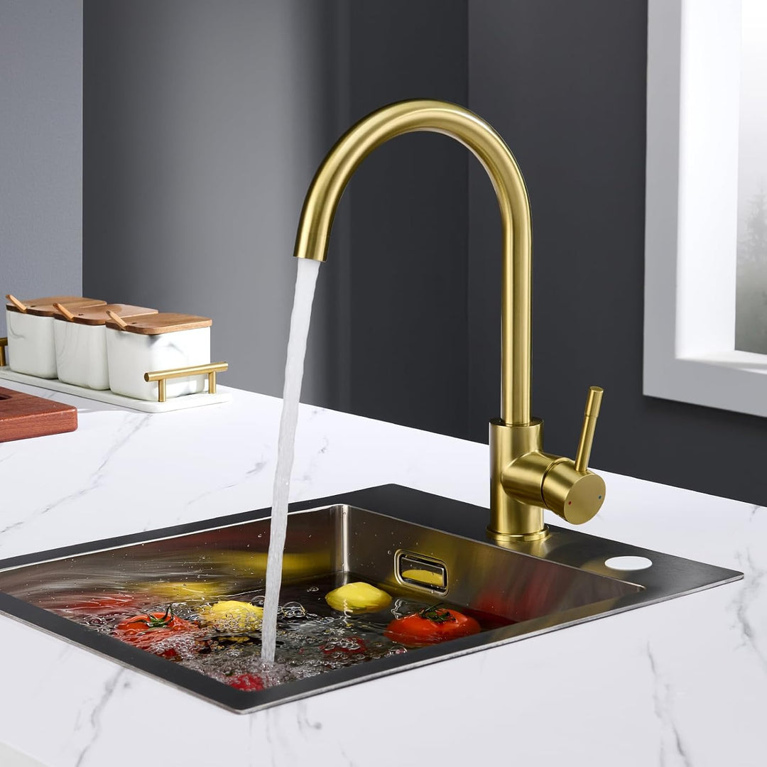 CECIPA Wasserhahn Küche 360° Schwenkbar, Hochdruck Küchenarmatur, Mischbatterie Küche mit Hohem Boge