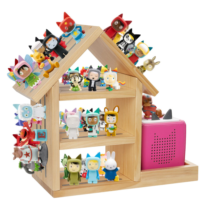 Gieanoo Haus-Form Tonies Regal, Geeignet für TonieBox 2/1 Grosse Tonie Magnetisches Regal Kiefer Hol
