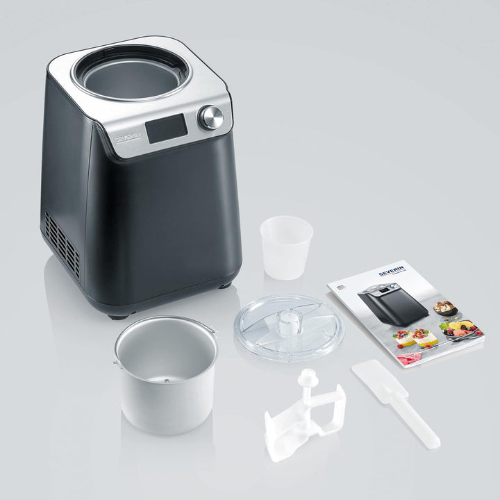 SEVERIN EZ 7409 Eismaschine mit kompakter Joghurtfunktion mit 1,2 l Fassungsvermögen, 2 in 1 selbstk