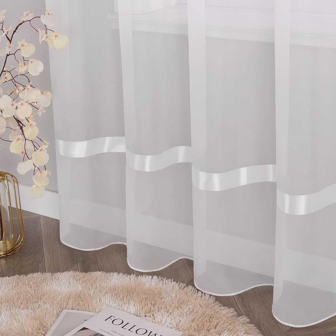 Joyswahl Voile Gardine transparenter Vorhang mit Satinband Design »Maja« Schals Fenster Vorhänge mit