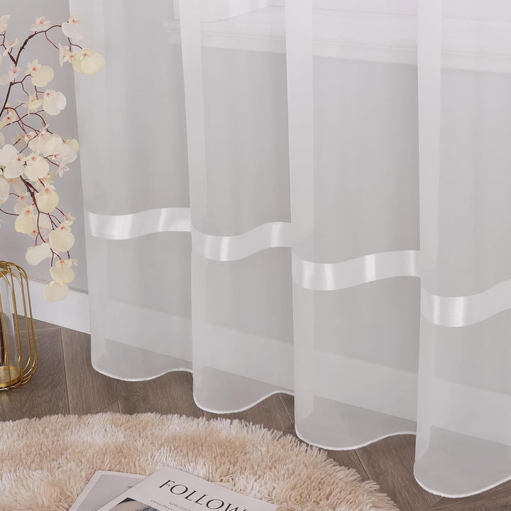 Joyswahl Voile Gardine transparenter Vorhang mit Satinband Design »Maja« Schals Fenster Vorhänge mit