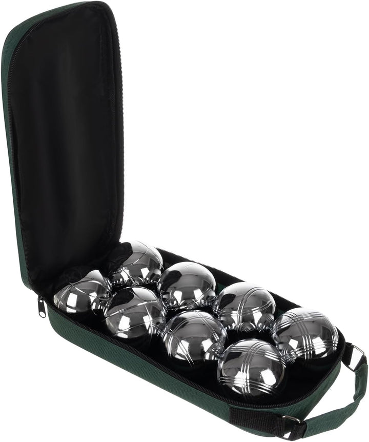 KRUZZEL Boule Spielset mit 8 Metallkugeln + Holzkugel &amp; Massband im Transportkoffer – Outdoor Petanq