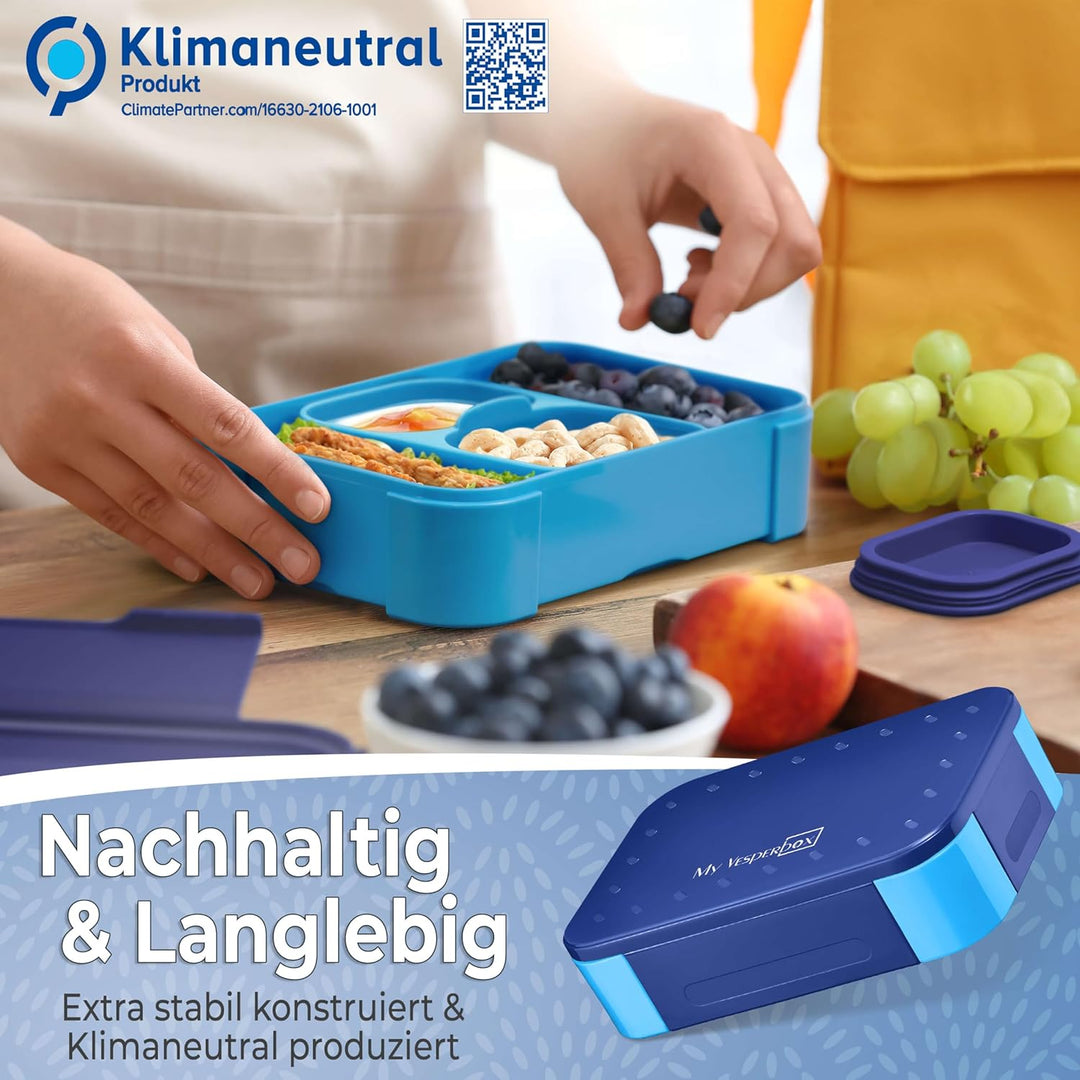 My Vesperbox® Brotdose für Kinder mit Fächern [MINI LITE] - Lunchbox mit Trennfächern - Bento Box -