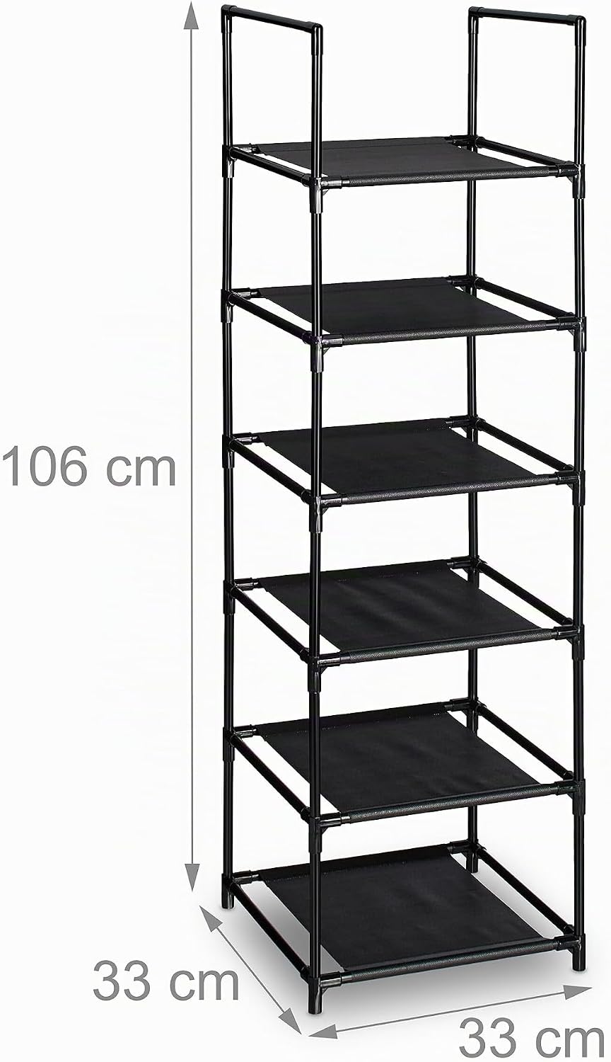 Relaxdays Schuhregal, 6 Ebenen, HBT: 106x33x33 cm, Metall Schuhablage, Stoff Ablage, schmales Schuhg
