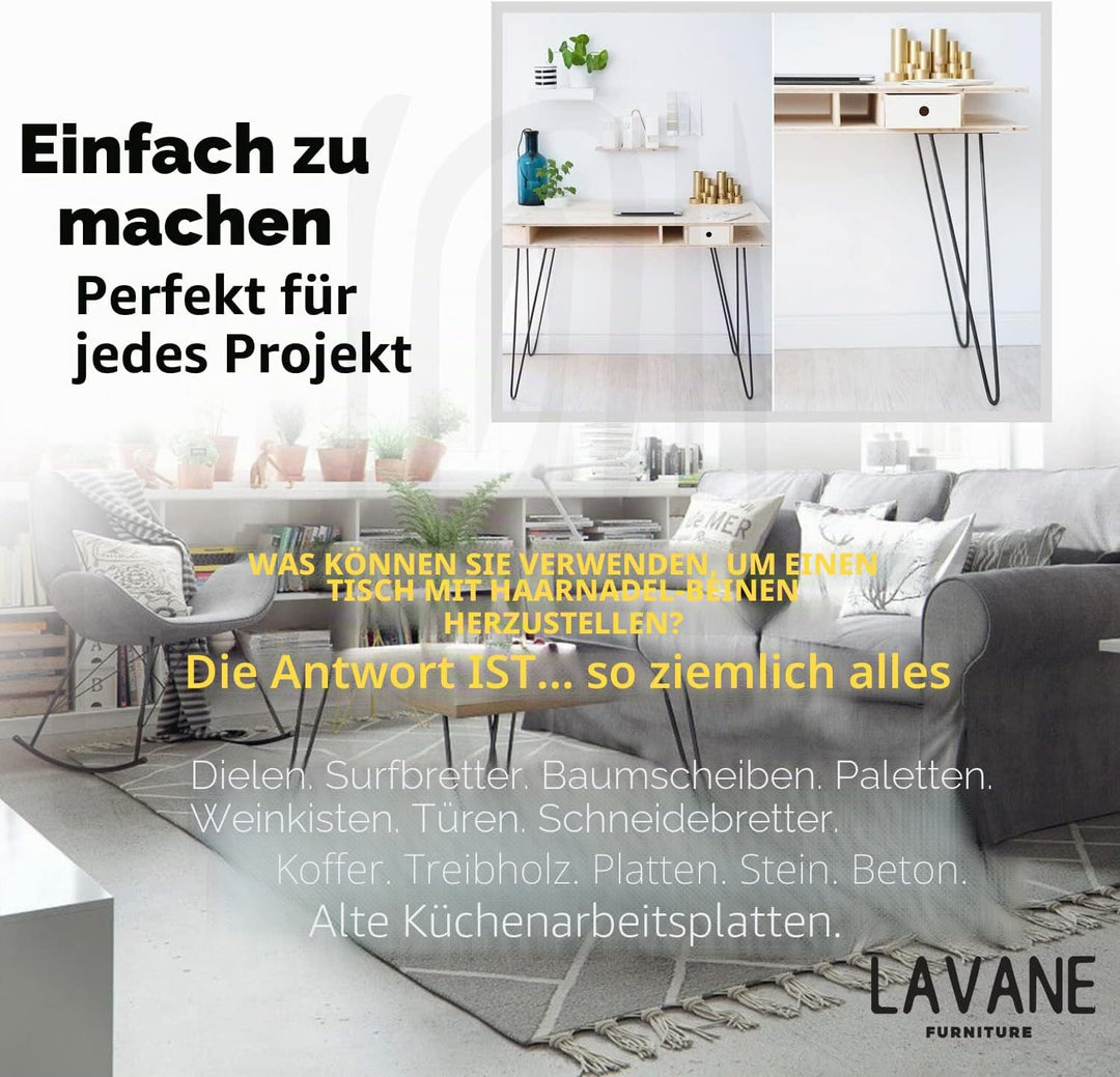 4" / 10cm Haarnadel Tischbeine, La Vane 4 Stück Modern-Stil DIY Metall Möbelfüsse Hairpin Legs mit B