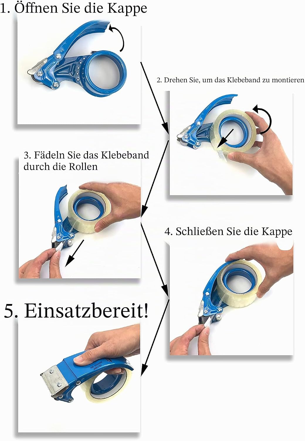 Handheld Klebebandabroller, mit extra Klinge Verpackung Karton fadensiegelung Cutter, 48 mm/50 mm (5