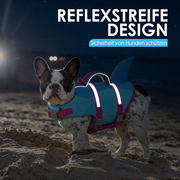 AOFITEE Schwimmweste Hund Klein, Verstellbar Hunde Schwimmweste Hai, Ripstop Hundeschwimmweste Klein